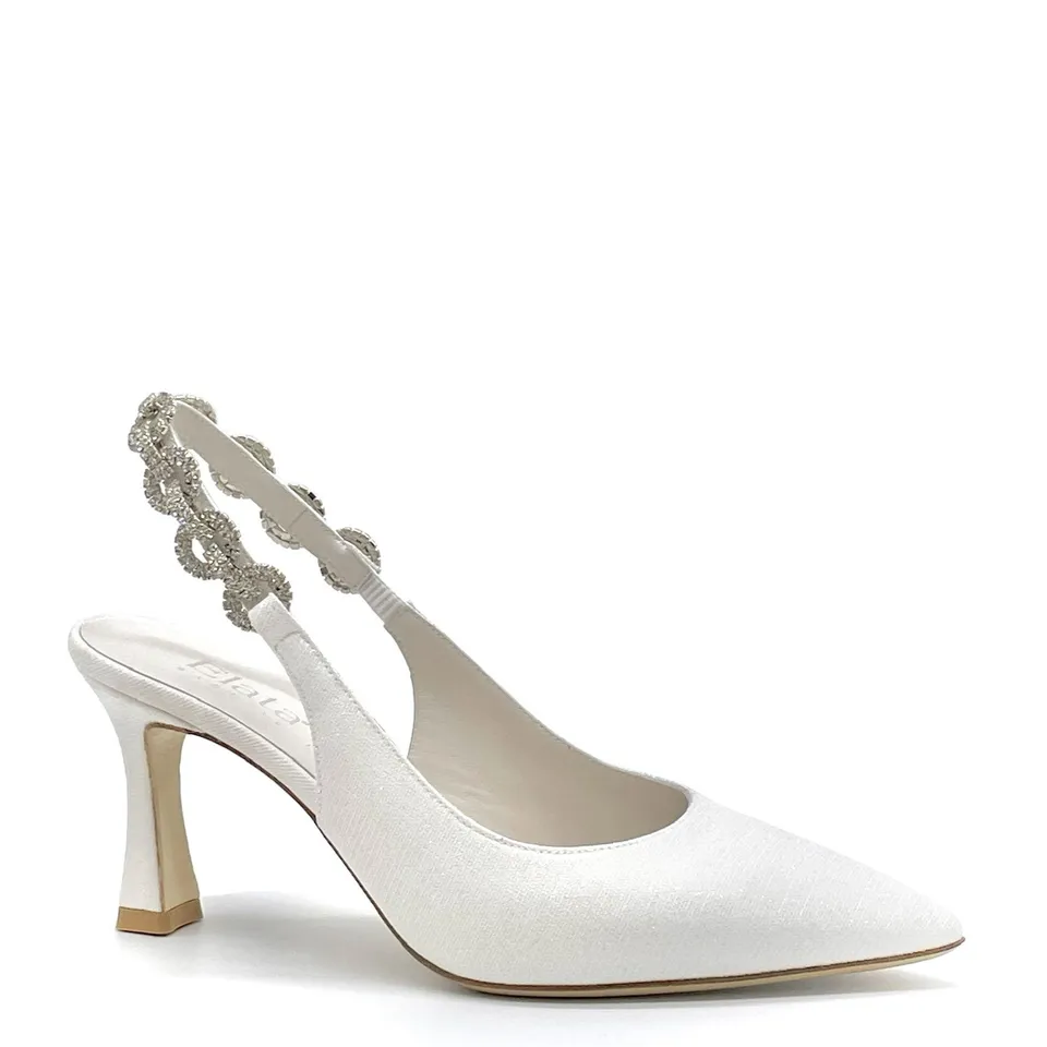 ELATA S2308 slingback blanc bijou talon 7,5 cm