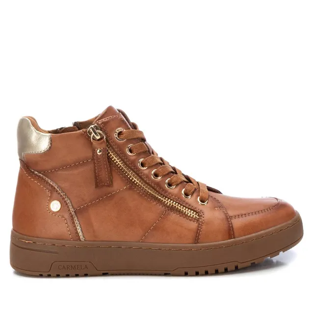 Carmela 16107601 baskets montantes femme marron cuir zip