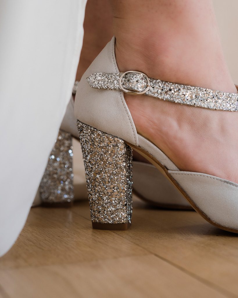 Dessine Moi Un Soulier Salomé escarpins irisé ivoire glitter