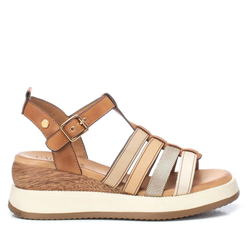 Carmela 16160701 sandale romaine cuir marron compensée