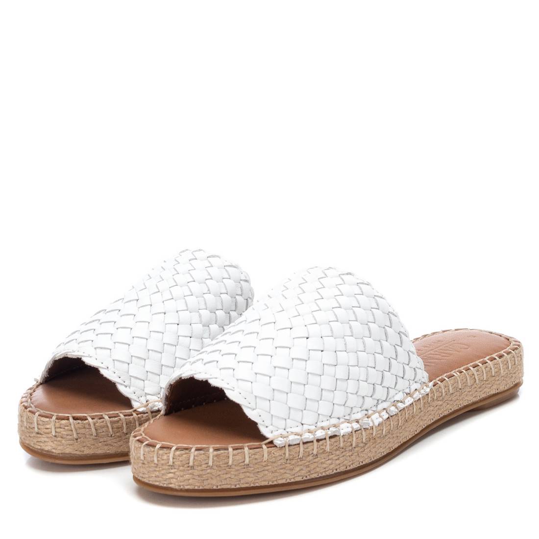 Carmela 16048704 sandales cuir blanc tressé espadrille