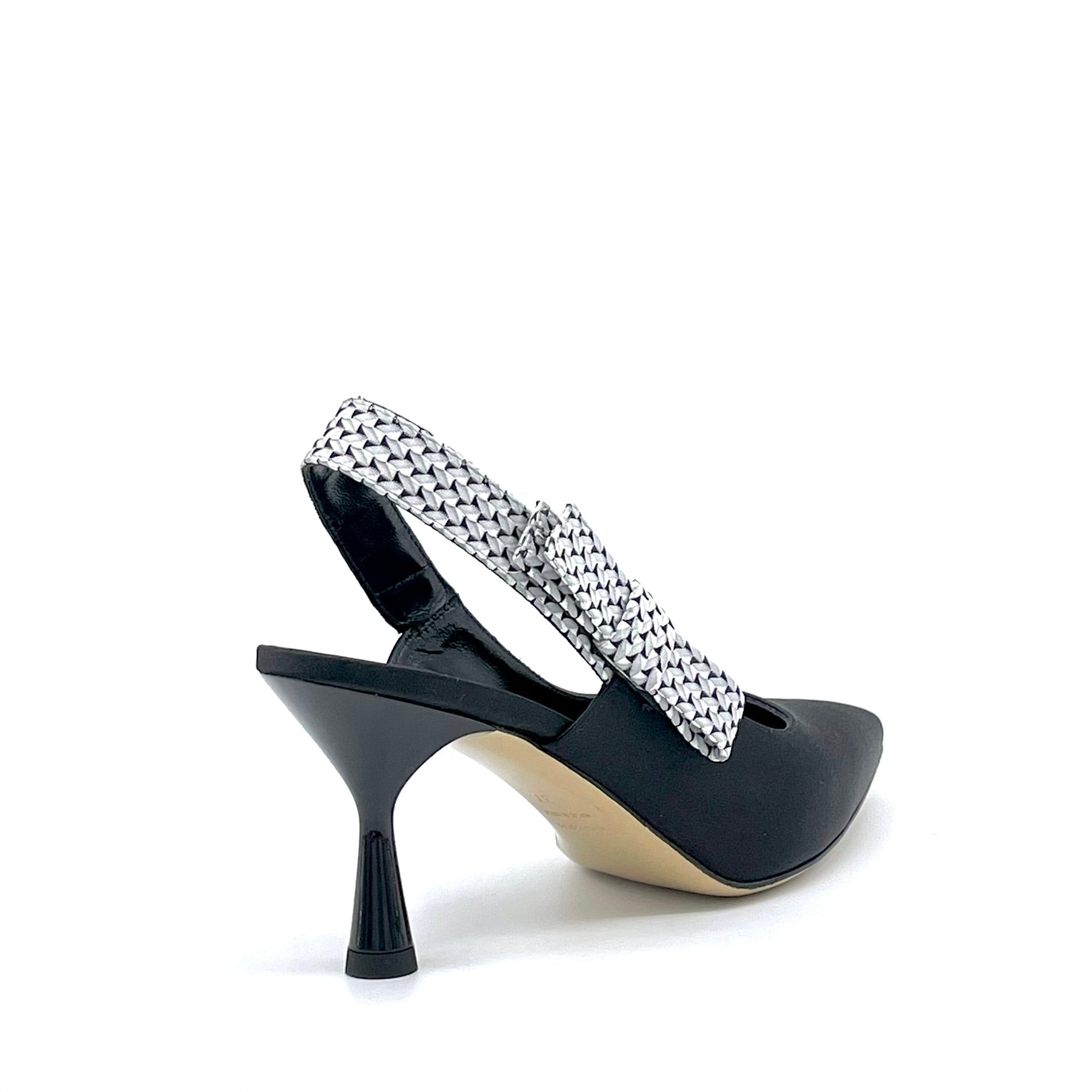 ELATA 16147 slingback satin noir talon 7,5 cm