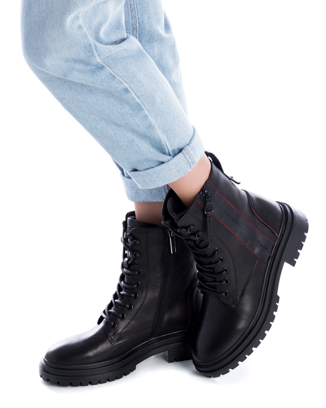 Carmela 16019601 bottines noir cuir militaires