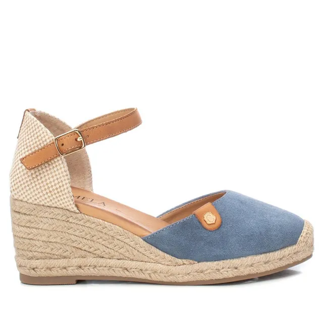 Carmela 16161806 espadrille cuir bleu compensé 7 cm