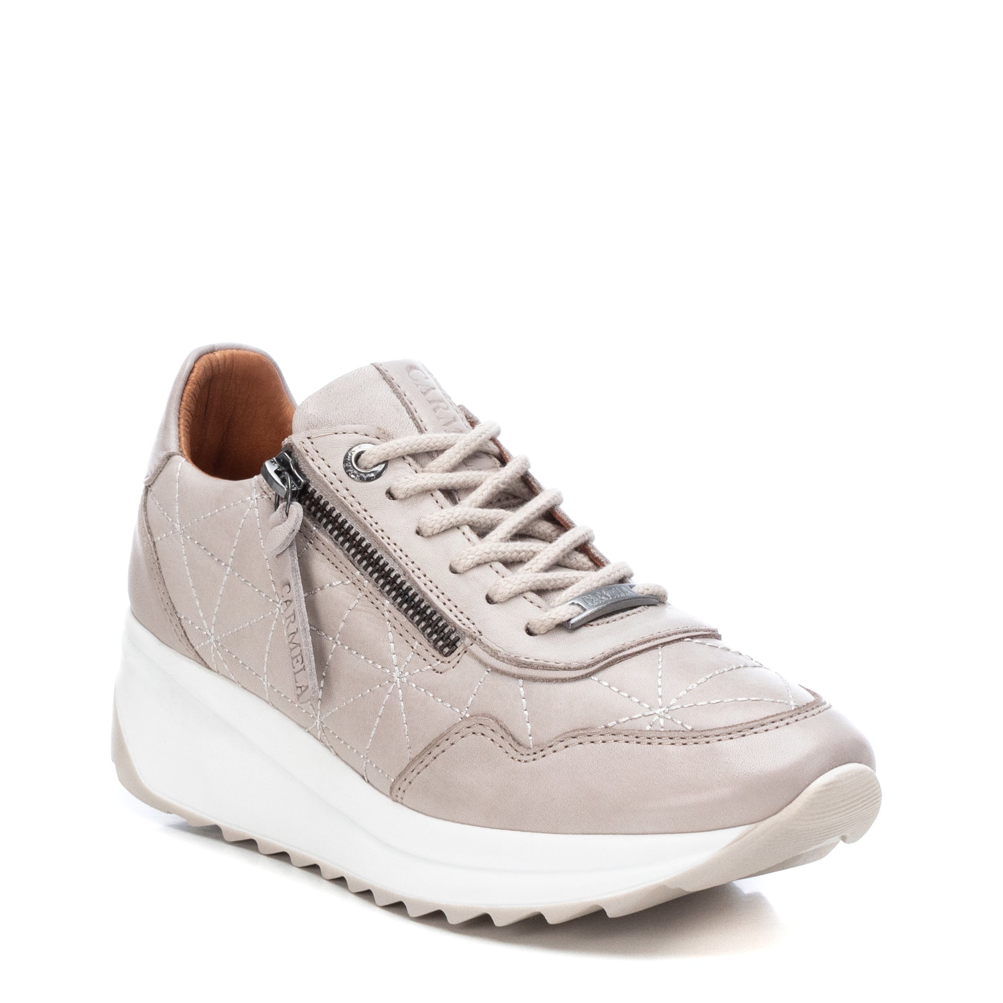 Carmela 16020902 sneaker cuir blanc compensé zip