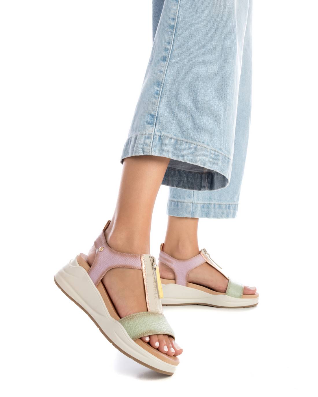 Carmela 16155001 sandale vert cuir talon moyen