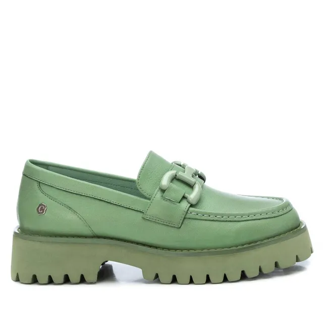 Carmela 16068903 mocassin cuir vert plat