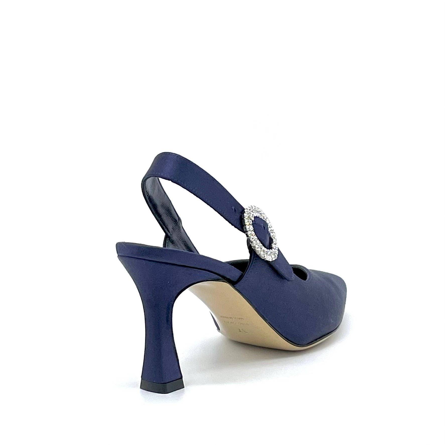 Elata 14156 slingback satin bleu talon 7,5 cm