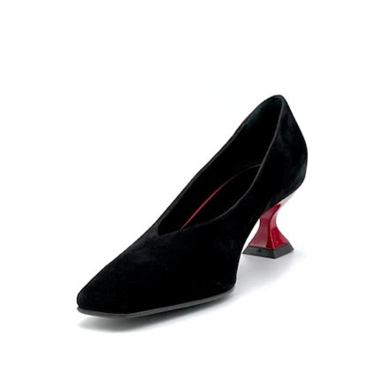 ELATA 53506 escarpins daim noir talon rouge 5,5 cm