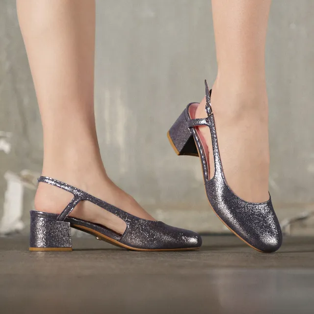 Coralie Masson Lulu slingback jean brillant talon 5 cm