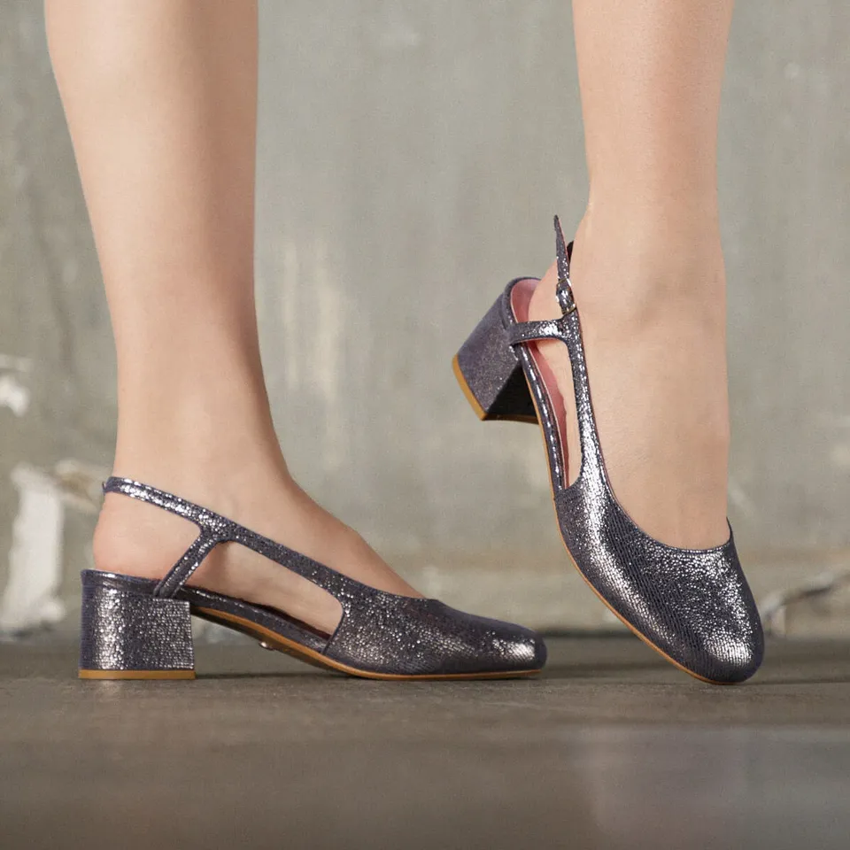 Coralie Masson Lulu slingback jean brillant talon 5 cm