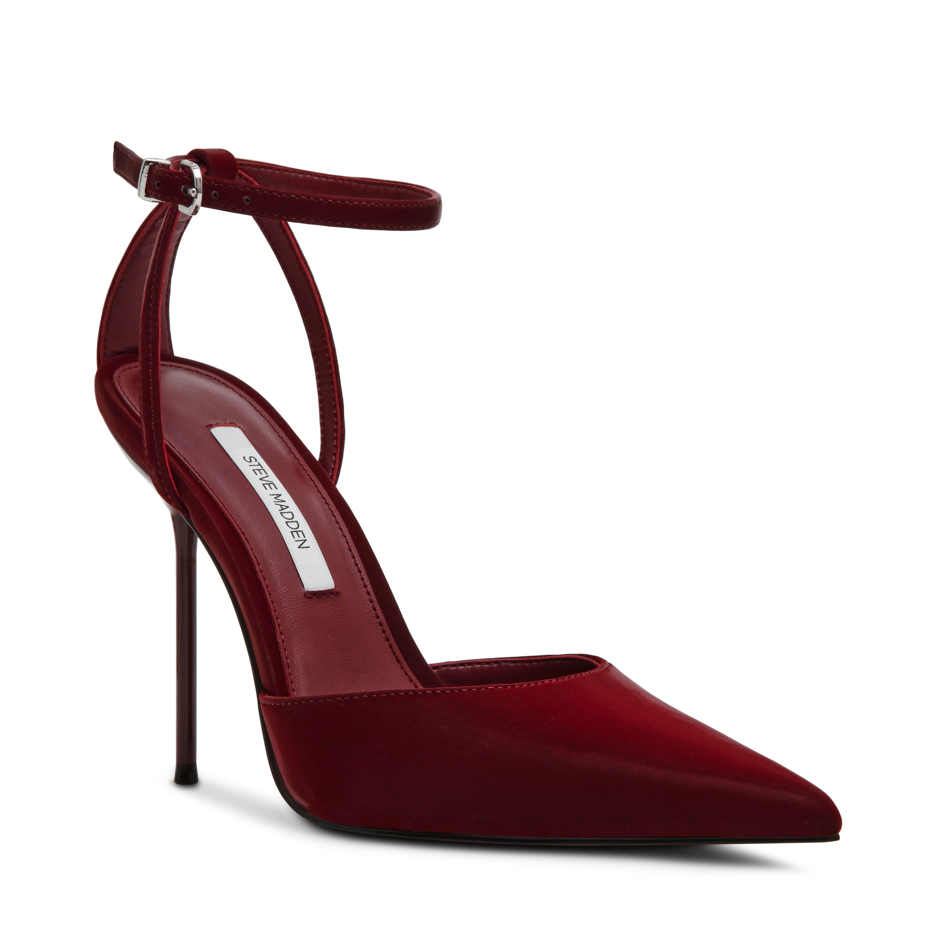 Steve Madden Morrie sandale bordeaux satin talon 10 cm