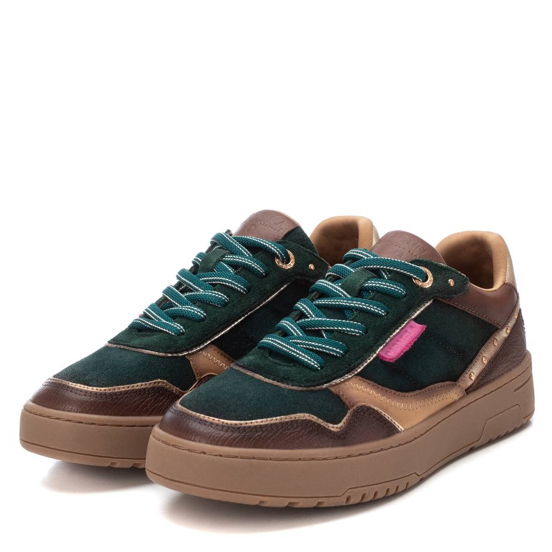 Carmela 16181004 baskets femme vert cuir semelle gomme