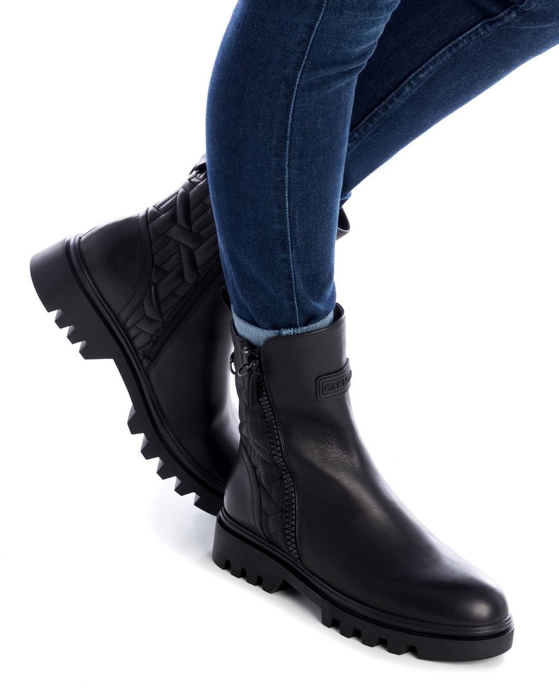 Carmela 16028001 bottine femme cuir noir matelassée