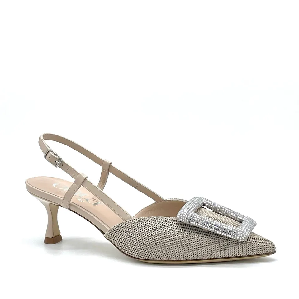 Elata 15113-1 slingback beige boucle talon 5,5 cm