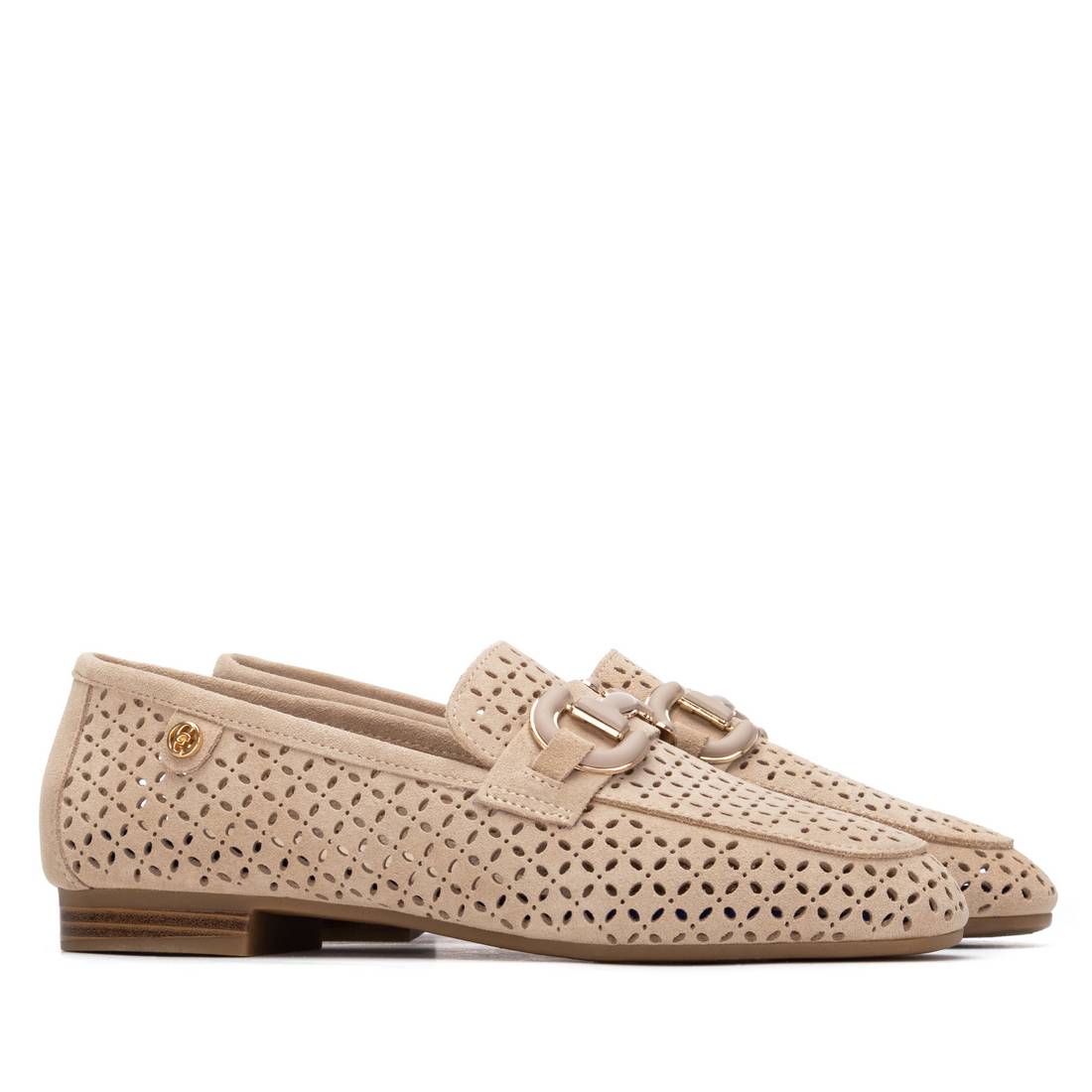 Carmela 16313703 mocassins cuir beige talon bas