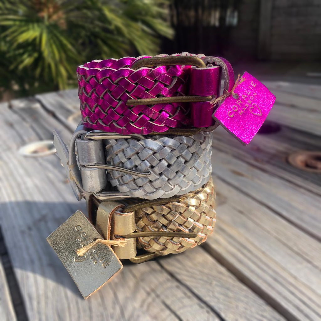 Coralie Masson Mila ceinture cuir doré tressé 4 cm