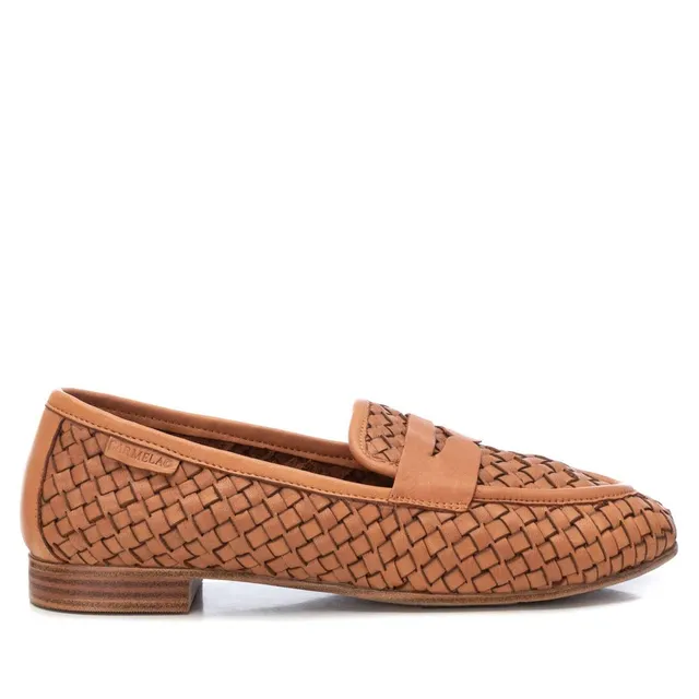 Carmela 16130203 mocassin femme cuir marron tressé