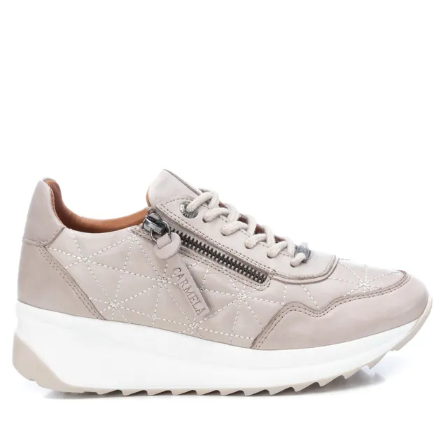 Carmela 16020902 sneaker cuir blanc compensé zip
