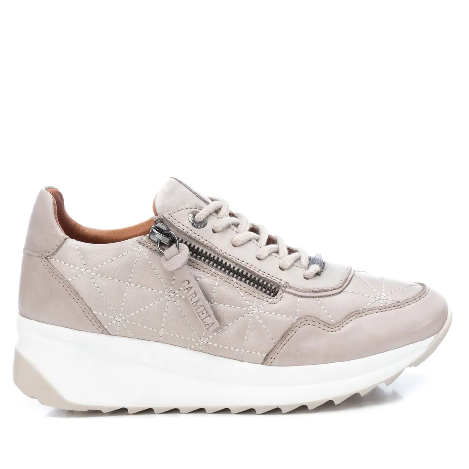 Carmela 16020902 sneaker cuir blanc compensé zip