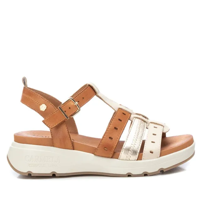 Carmela 16164201 sandales cuir marron talon plat