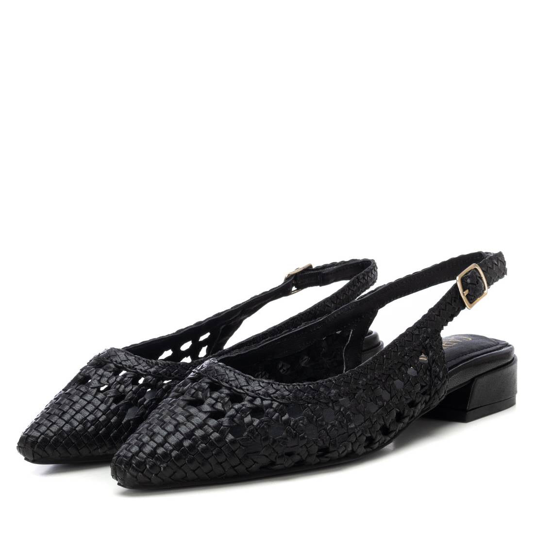 Carmela 16218308 ballerine cuir noir tressé