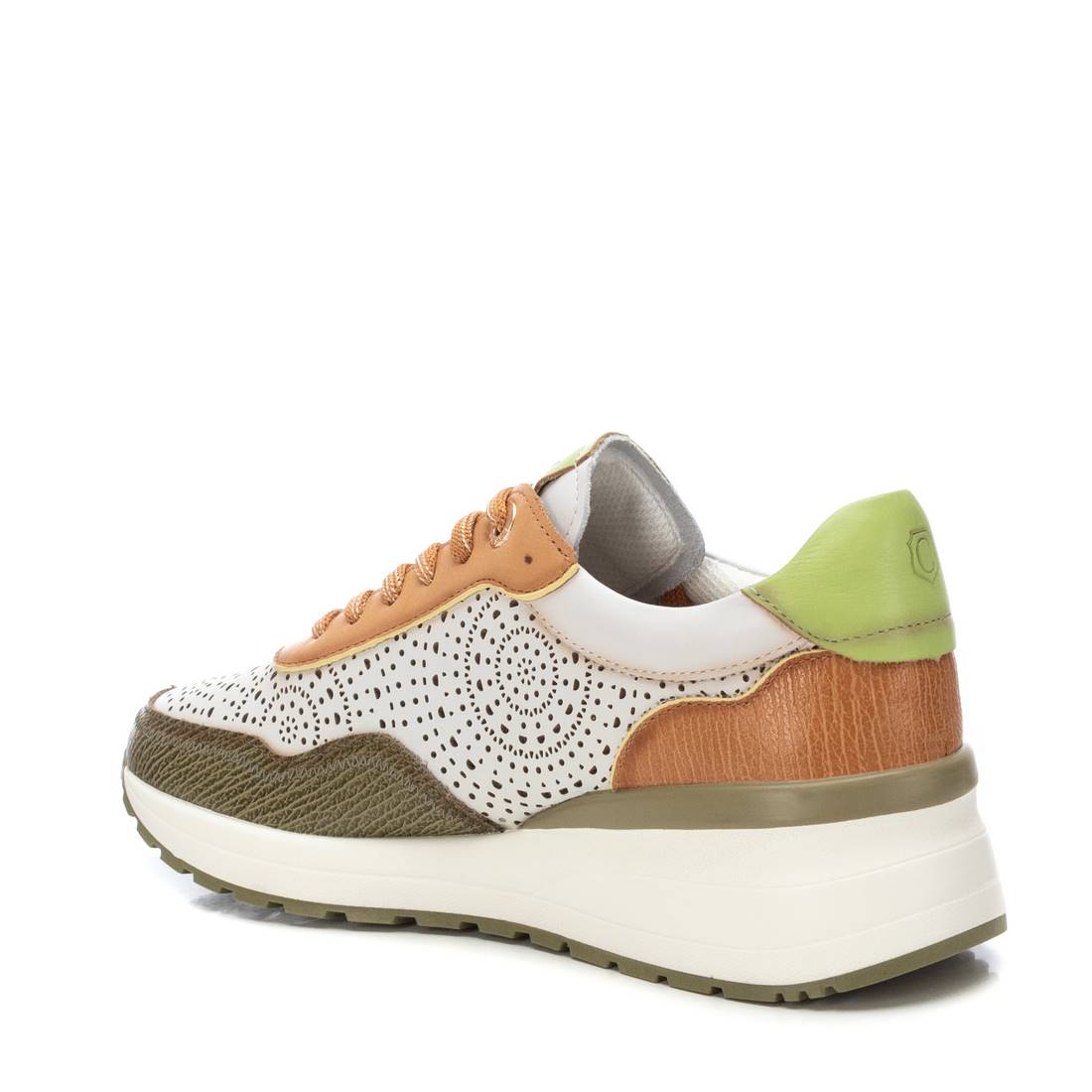 Carmela 16227204 basket cuir kaki semelle crantée