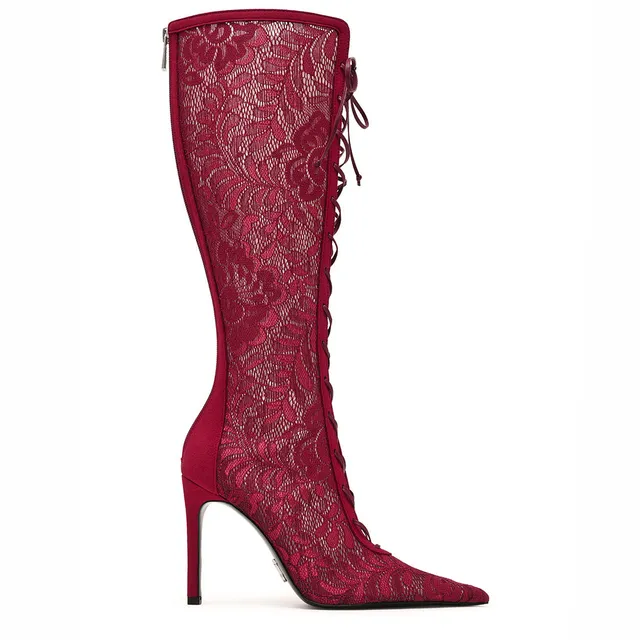 Steve Madden Maxine bottes bordeaux dentelle 10 cm