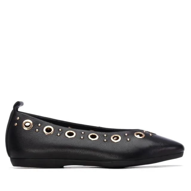 Carmela 16330501 ballerines cuir noir entrelacé plat