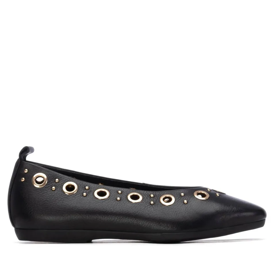 Carmela 16330501 ballerines cuir noir entrelacé plat