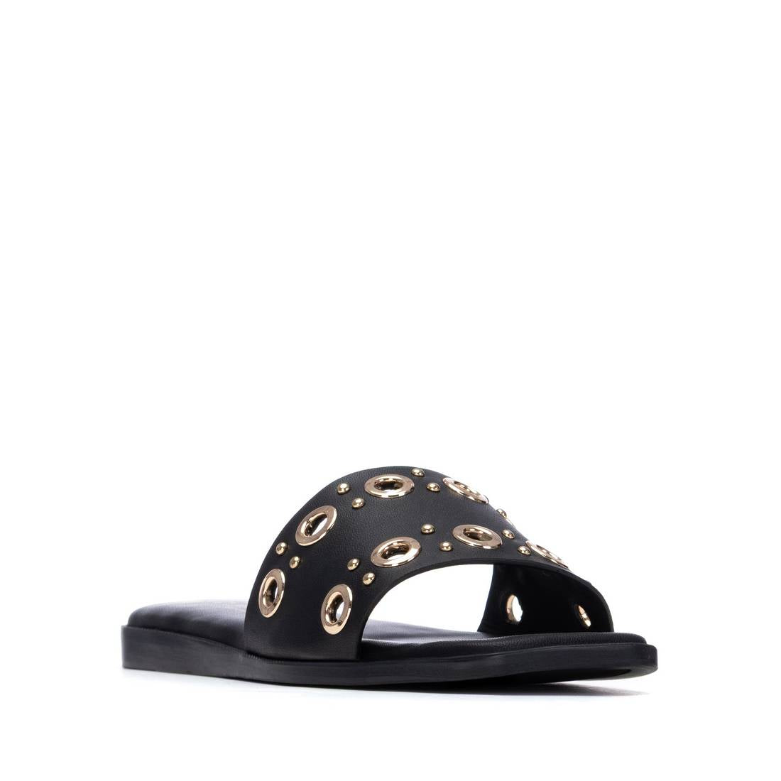 Carmela 16320303 sandale cuir noir appliques métal