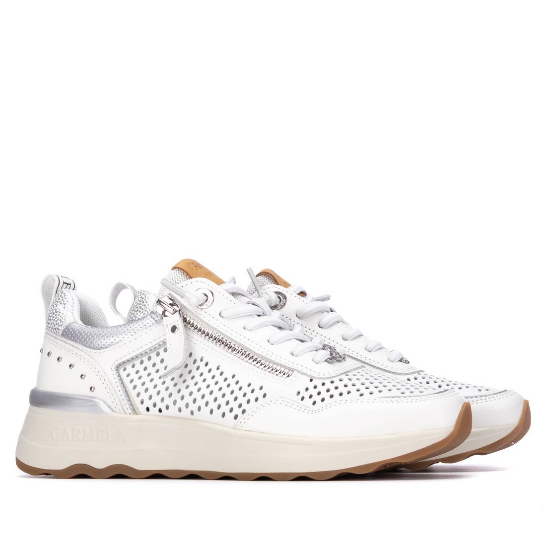 Carmela 16309803 baskets compensées cuir blanc