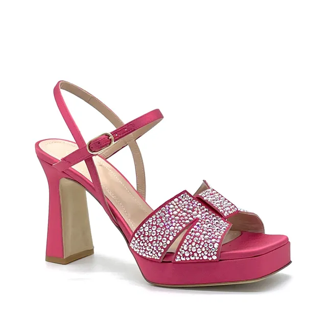 ELATA 13127 sandales soie daim azalea strass talon 9,5 cm
