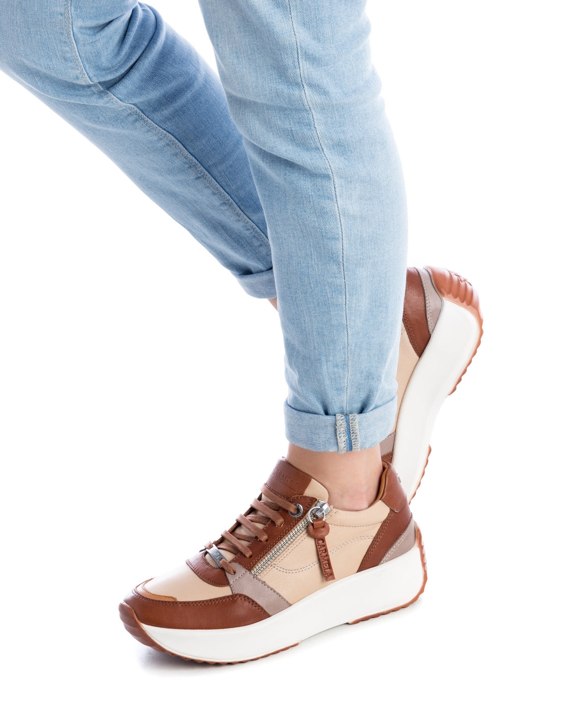 Carmela 16021002 sneakers cuir marron zippées