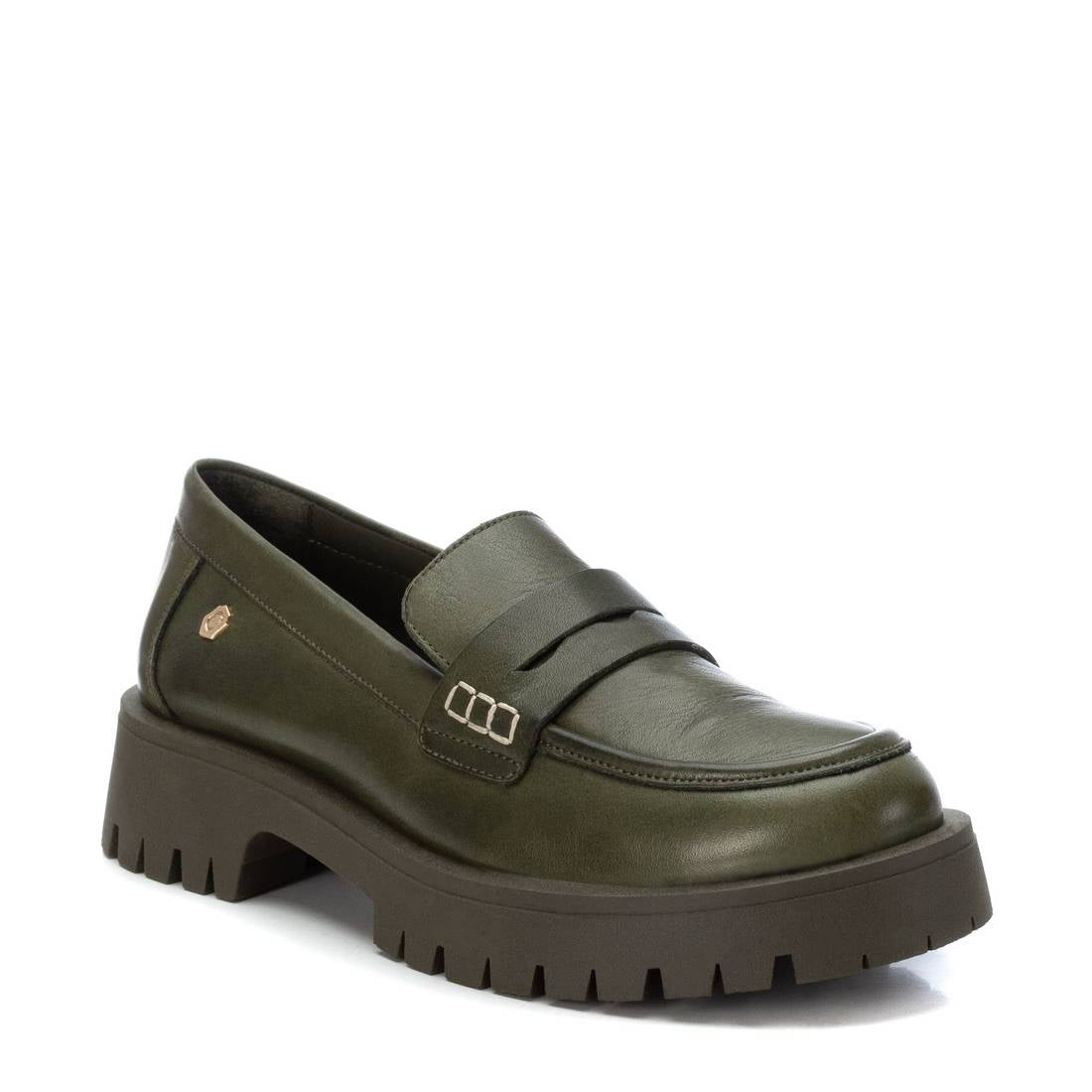Carmela 16099106 mocassin cuir vert semelle crantée