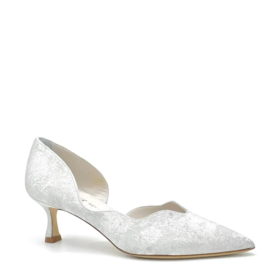 Elata S2537 escarpins chenille argent talon 5,5 cm