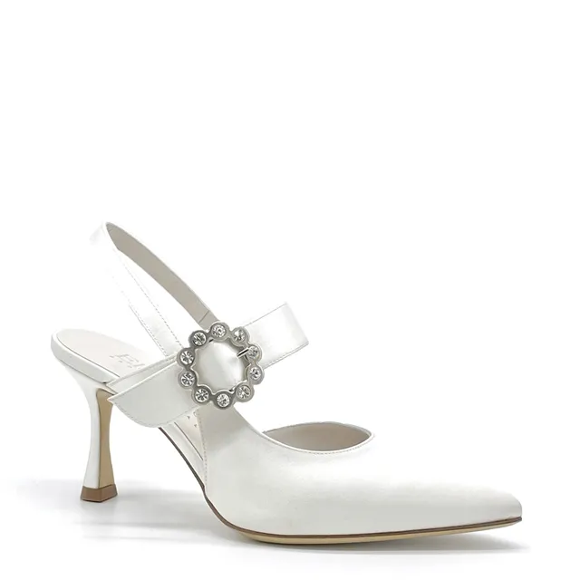 Elata S2540 slingback blanche satin soie mariée