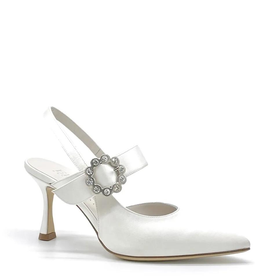 Elata S2540 slingback blanche satin soie mariée
