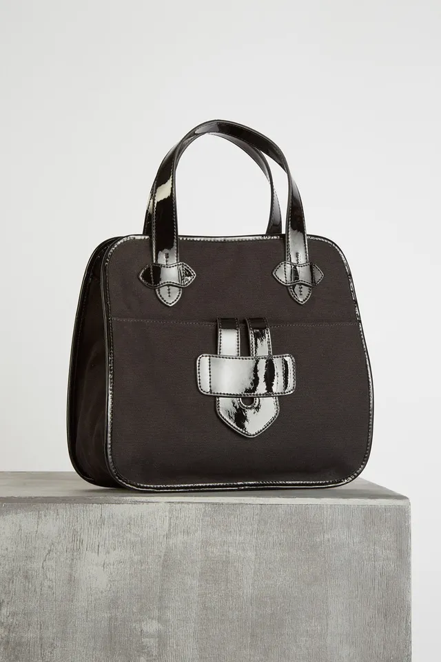 Tila March Zelig cabas noir toile coton cuir