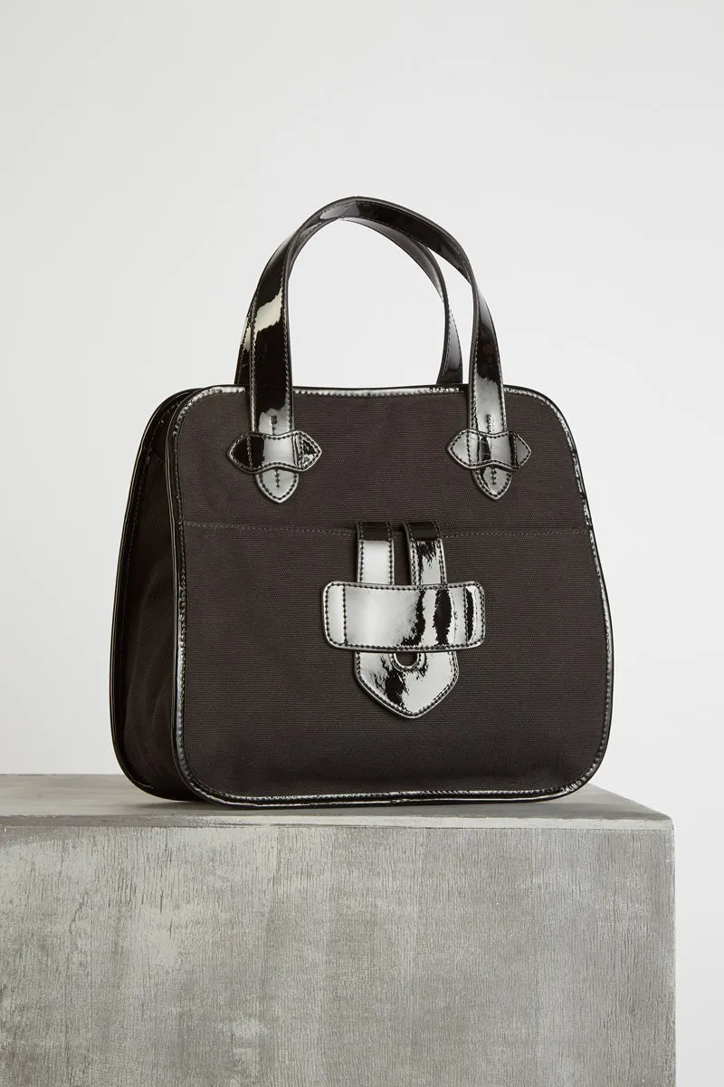 Tila March Zelig cabas noir toile coton cuir