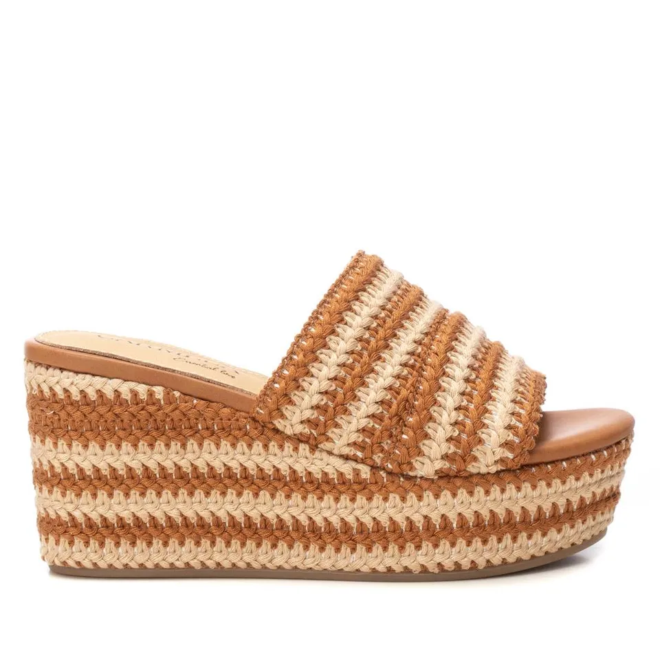 Carmela 16223703 sabot compensé camel textile