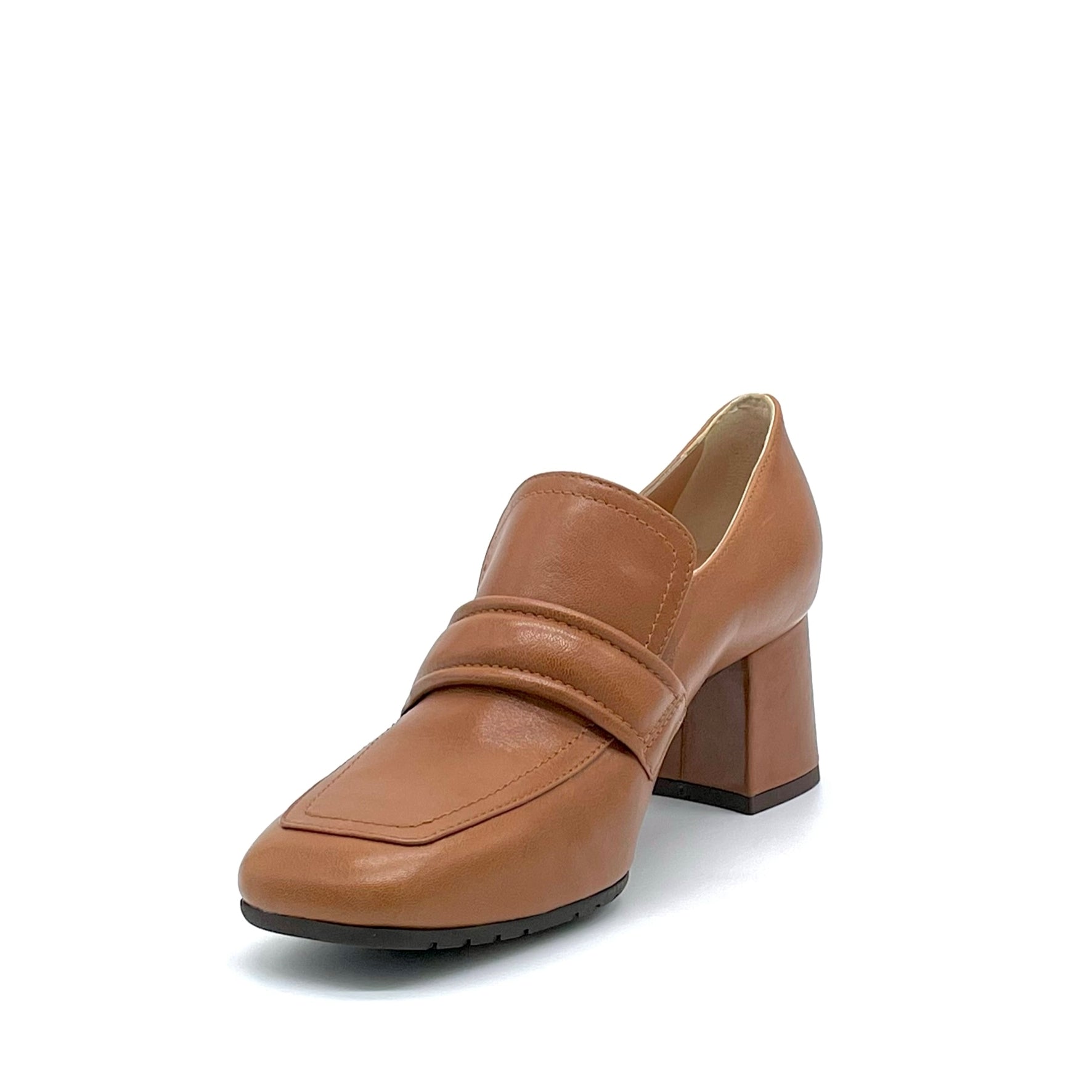 Elata 52522 mocassins cuir caramel talon 5,5 cm