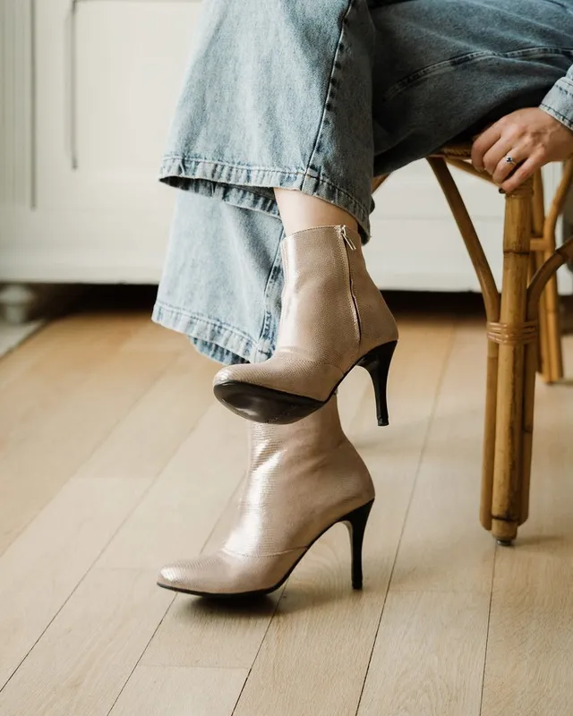 Dessine Moi Un Soulier Bronze bottine à talon bronze cuir