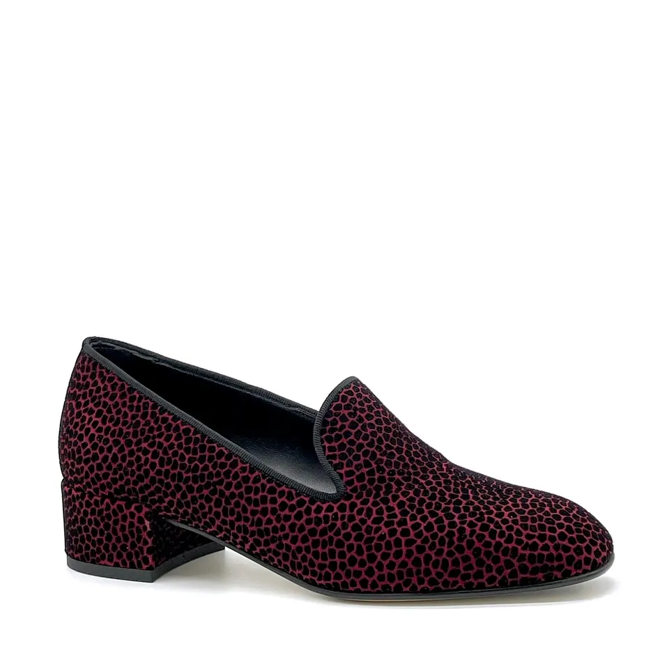 Elata 56528 mocassins suède noir bordeaux talon 3,5 cm