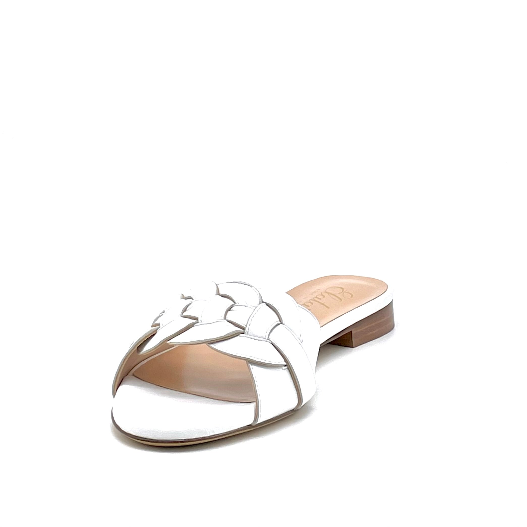 Elata Aestas 11142A mules cuir blanc tressé plat