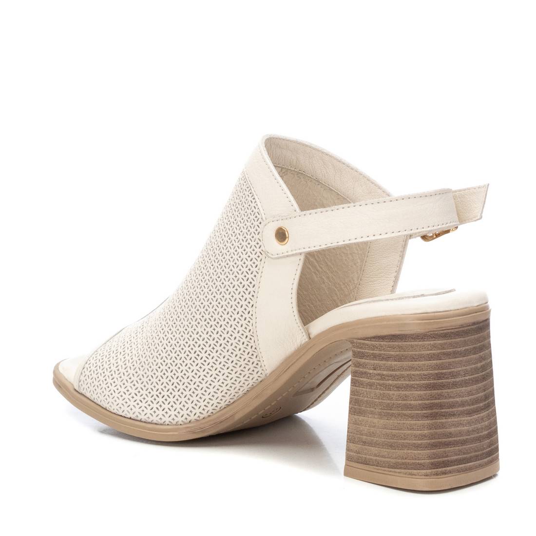 Carmela 16159702 sandale talon blanc cuir perforé