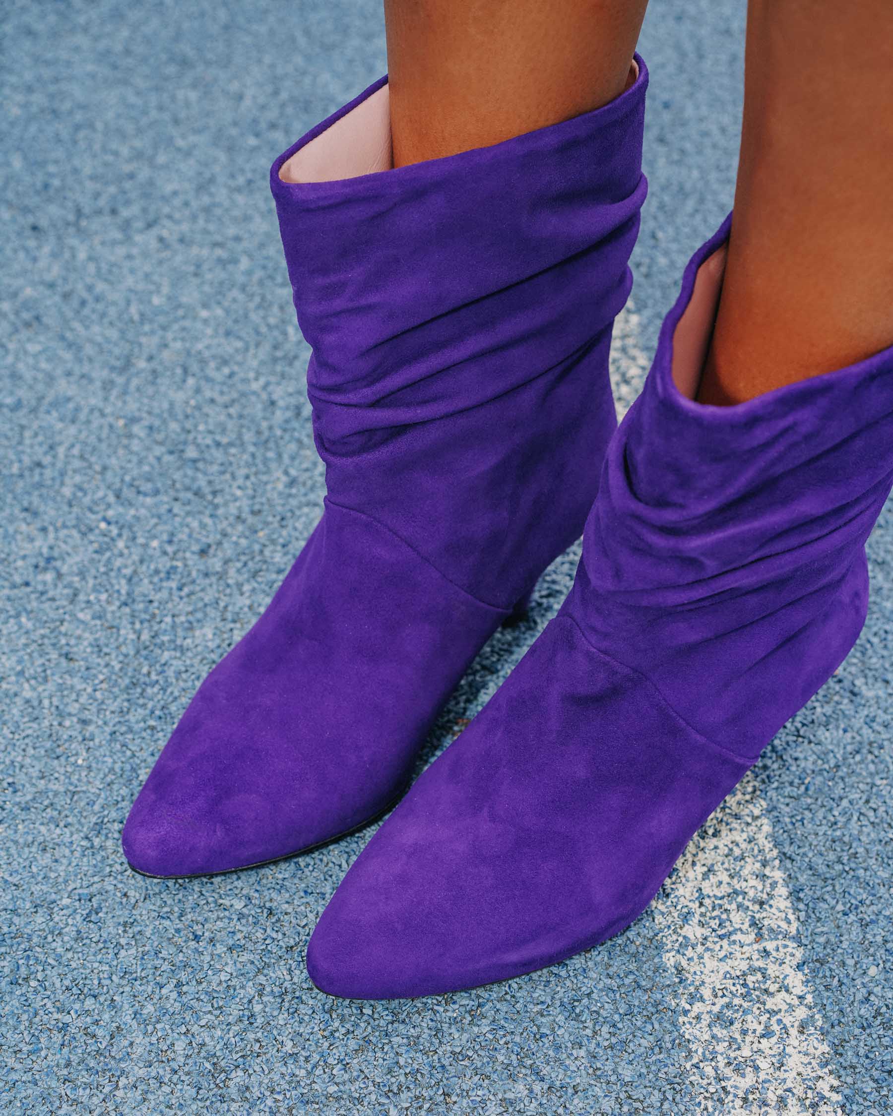Coralie Masson City bottes cuir violet intense talon 5 cm