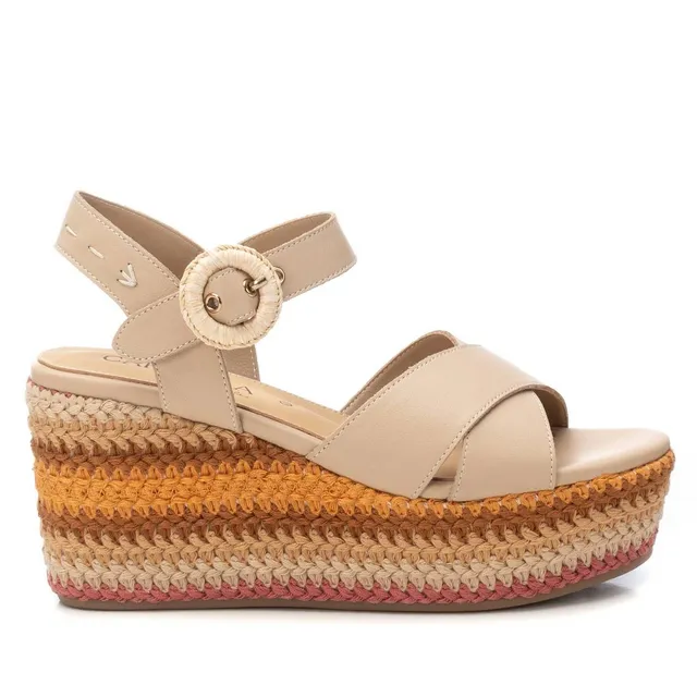 Carmela 16223806 sandale cuir beige compensée 8 cm