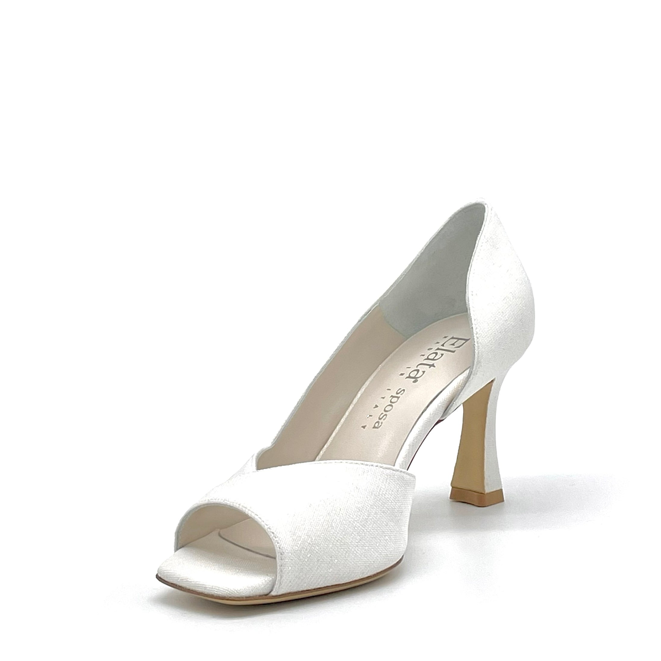 ELATA S2433 open toe laminé blanc talon 7,5 cm