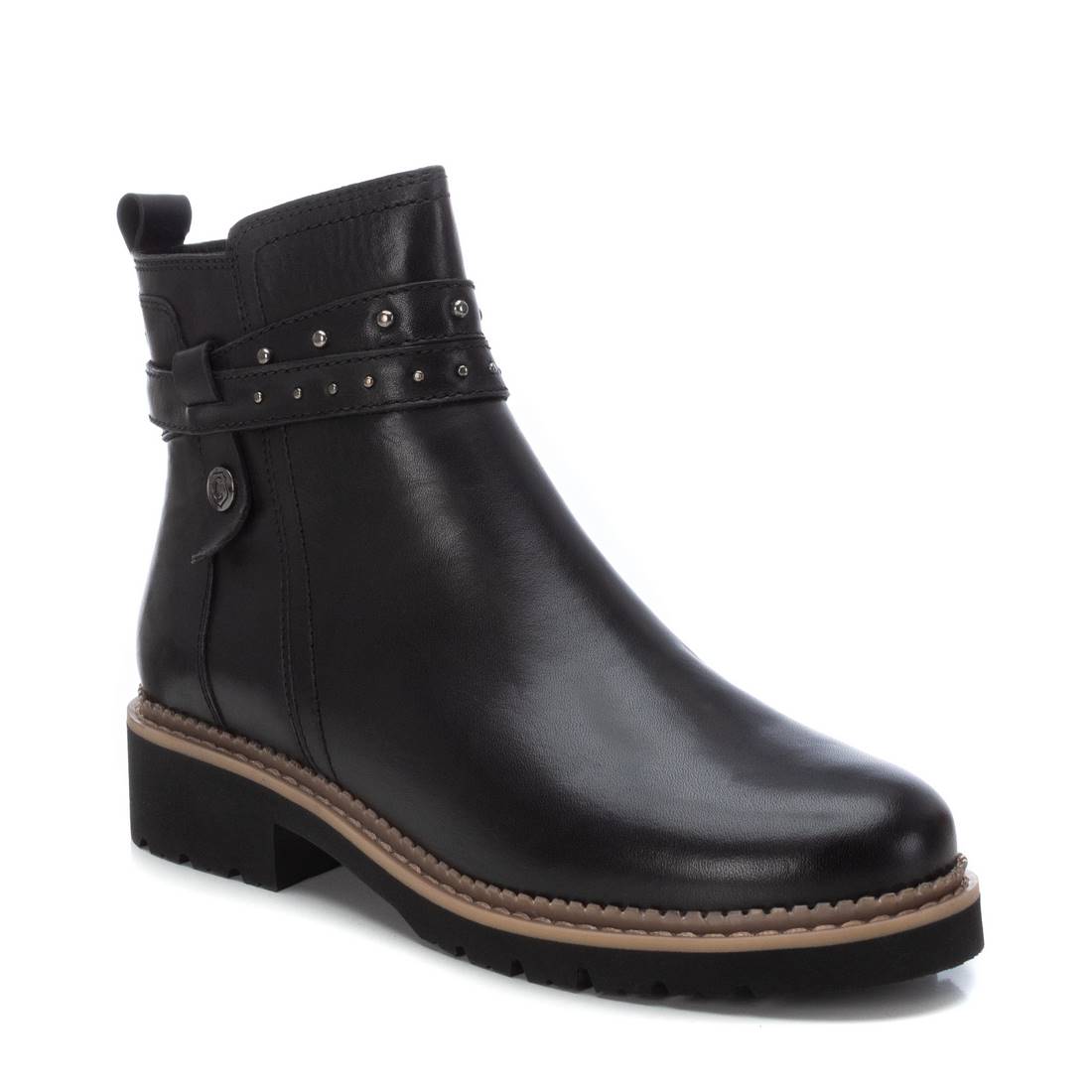 Carmela 16171901 bottines cuir noir talon plat